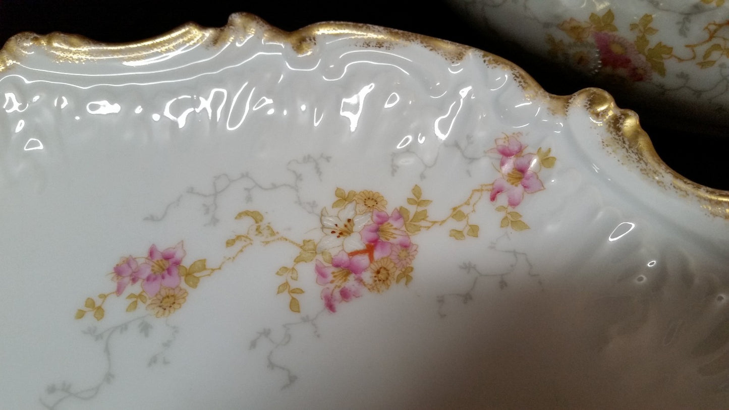 Antique Limoges Elite Serving Salad Pudding Bowl w Under plate 11.5" Rd Platter