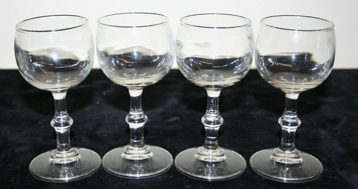 Set of 4 Original Box Paul Masson Rare Cream Sherry Glasses Engraved H 5" 2-3 oz