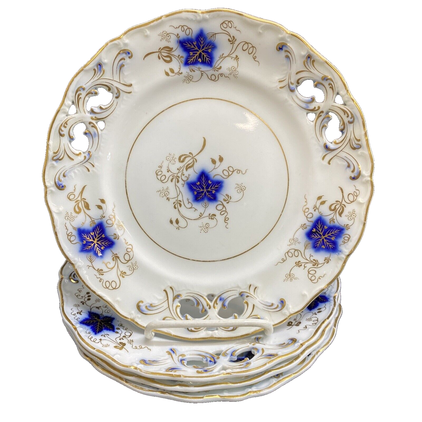 Davenport Longport Staffordshire Pierced 9 1/2" Salad Plates 4 Avail KM15