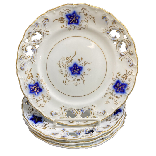 Davenport Longport Staffordshire Pierced 9 1/2" Salad Plates 4 Avail KM15