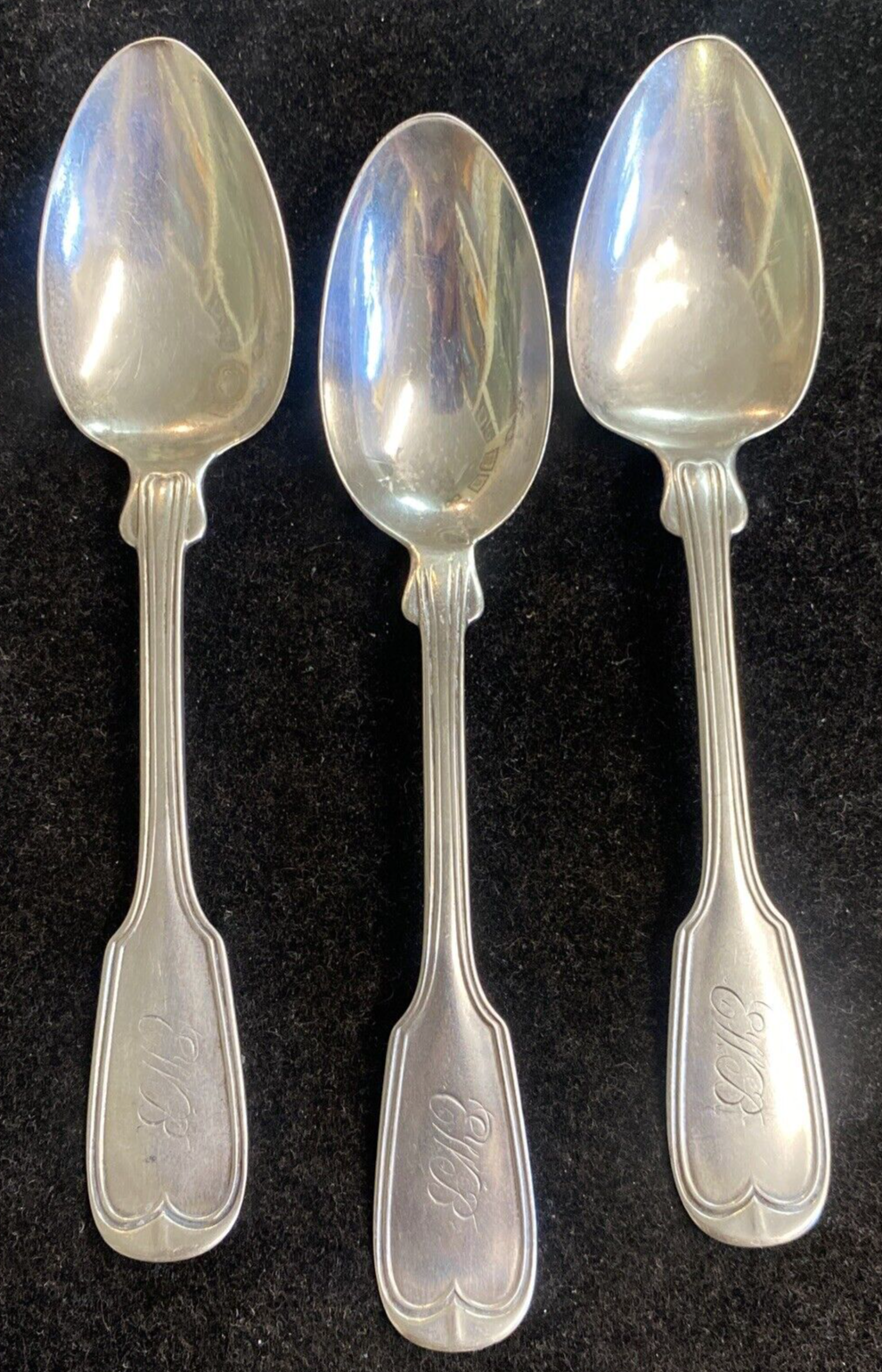 Salisbury & Co. Set of 3 Sterling Monogrammed 5 3/4" Teaspoons 60.44g 1850