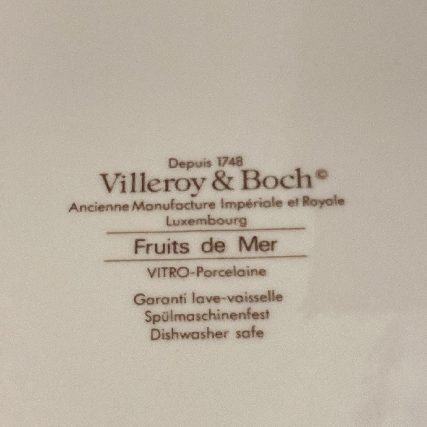 Set Of 6 “Fruits de Mer” By Villeroy & Boch  12” Dinner Plate Charger BH249