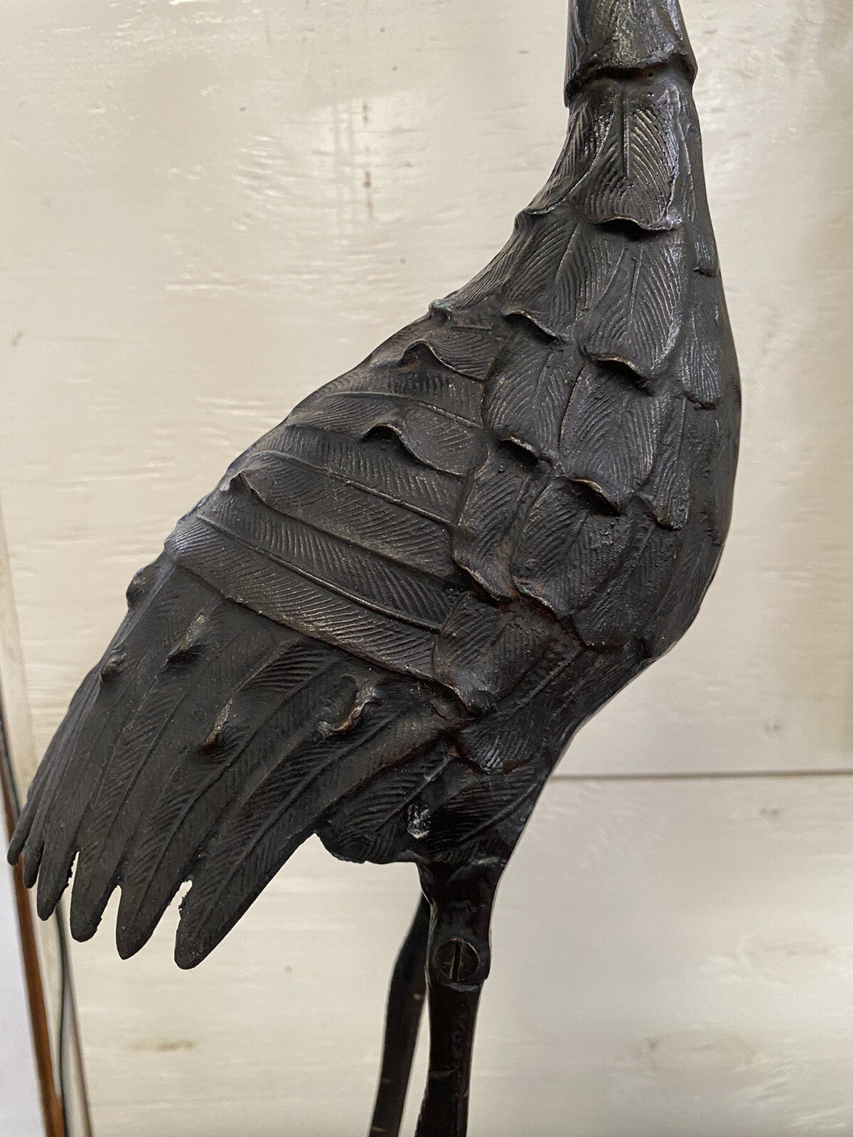 Antique Japanese Meiji Style Bronze Crane Bird Sculpture