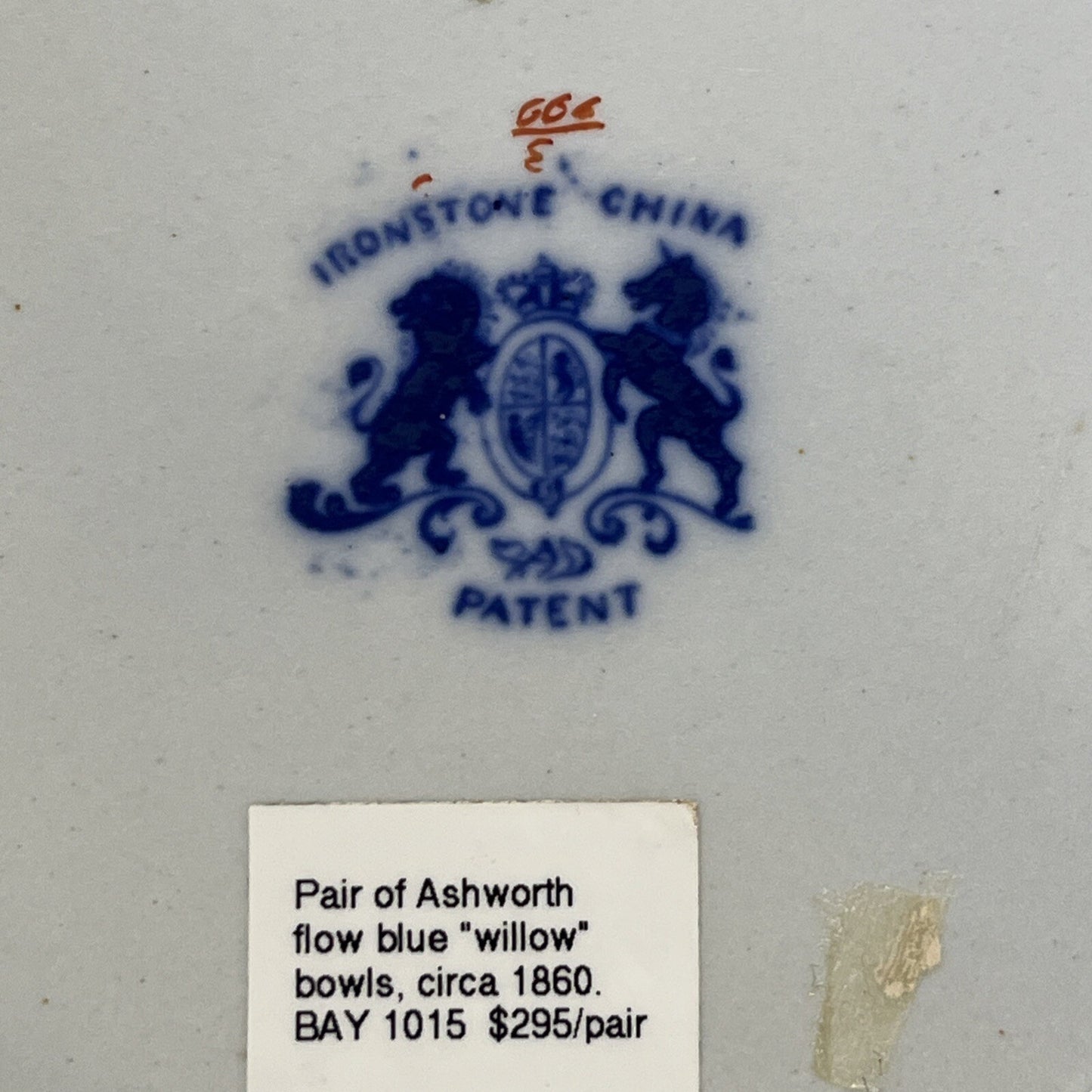 Pair of Ridgway & Morley "Stream" Pattern 3/799 Flow Blue Imari 10 1/2" Bowls