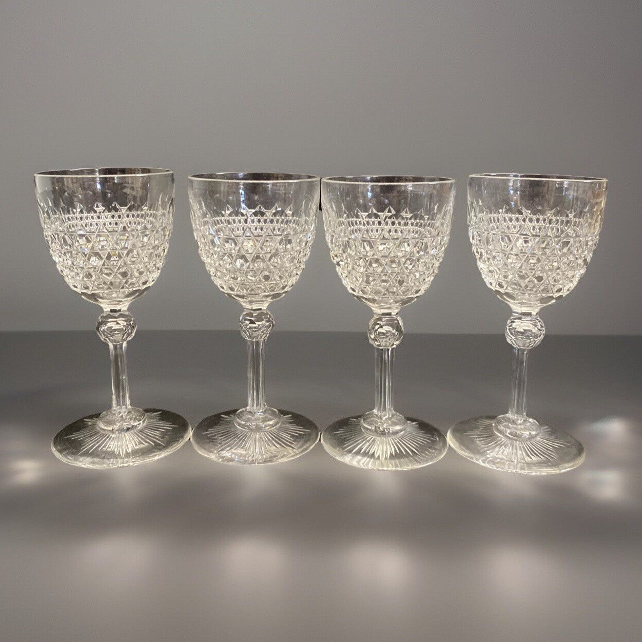 1875 Dorflinger Hob Diamond 4 Wine Glass 4.75" same as White House