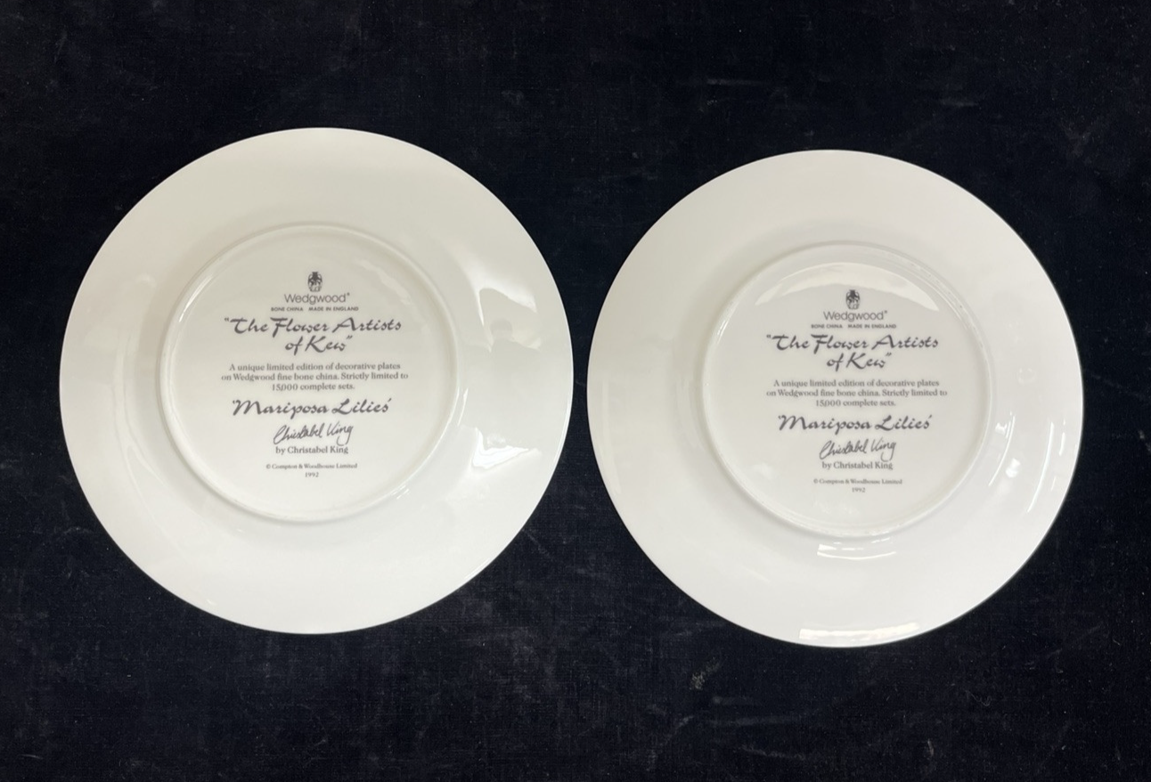 Wedgwood "The Flower Artists of Kew" Mariposa Lilies Plates Set of 2 - 8.25"