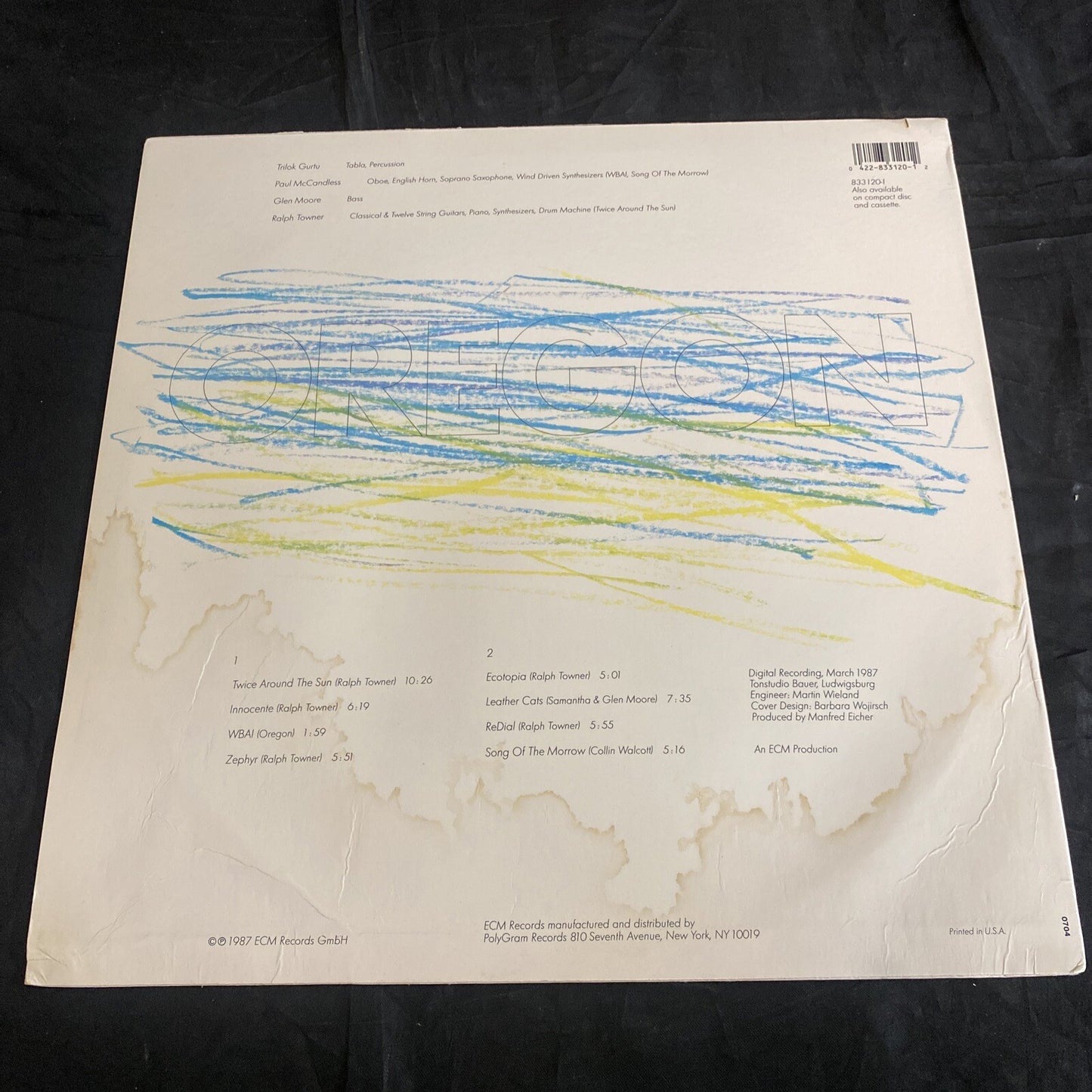 OREGON - ECOTOPIA ECM 833 120-1 Ralph Towner Glen Moore 1987 Germany NM/VG