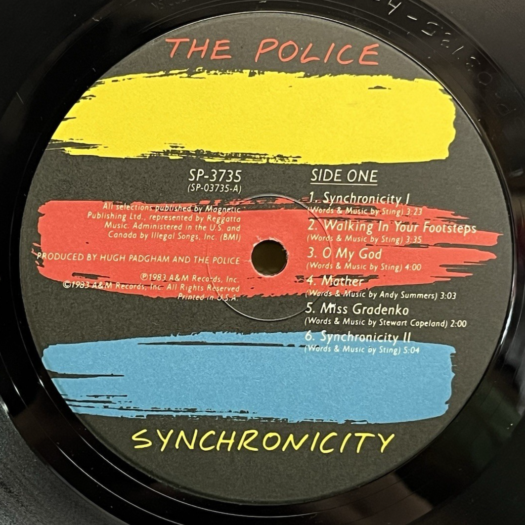 The Police Synchronicity 1983-MASTERDISK RL A&M SP-3735 Purple Translucent BRY