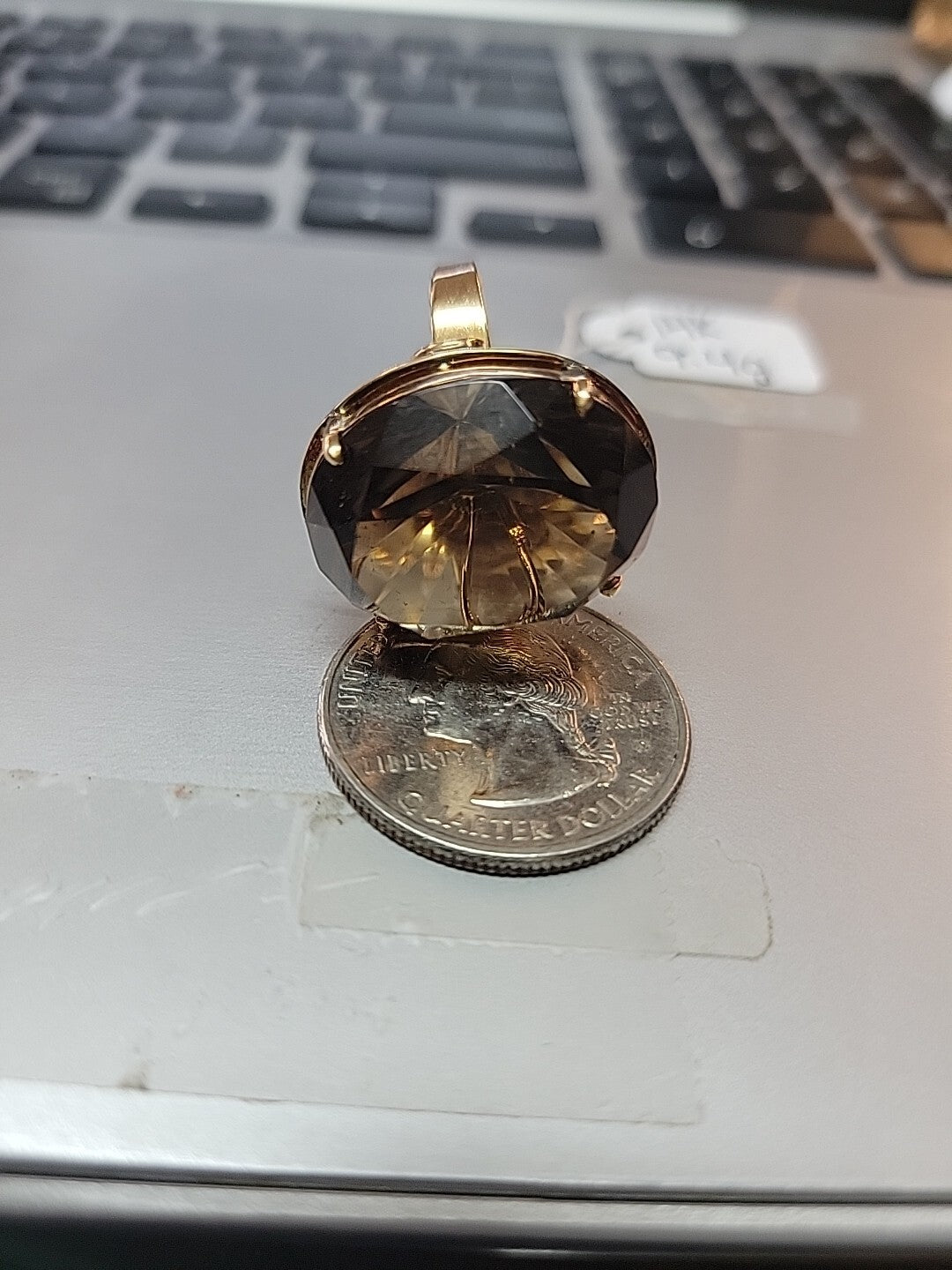 1960's 14K Yellow Gold Large Smoky Topaz Ring Size 6 9.4g