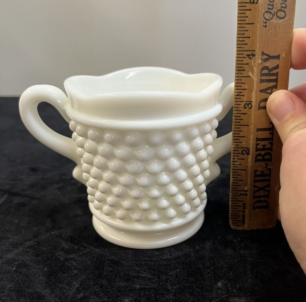Vintage 1950s Westmoreland Hobnail Milk Glass Open Sugar Bowl 3.5"