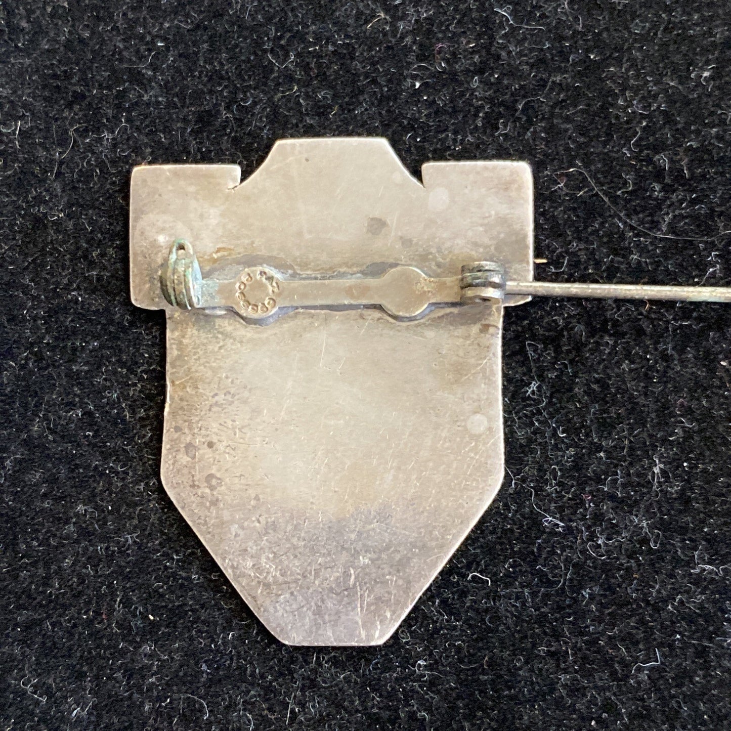 Art Deco 1920's Sterling Silver Shield Pin Monogrammed Pat Pending