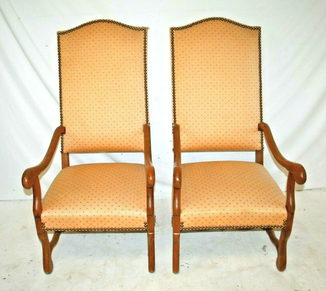 Pair of Antique French Walnut Sheep Bone Chairs Os du Mouton