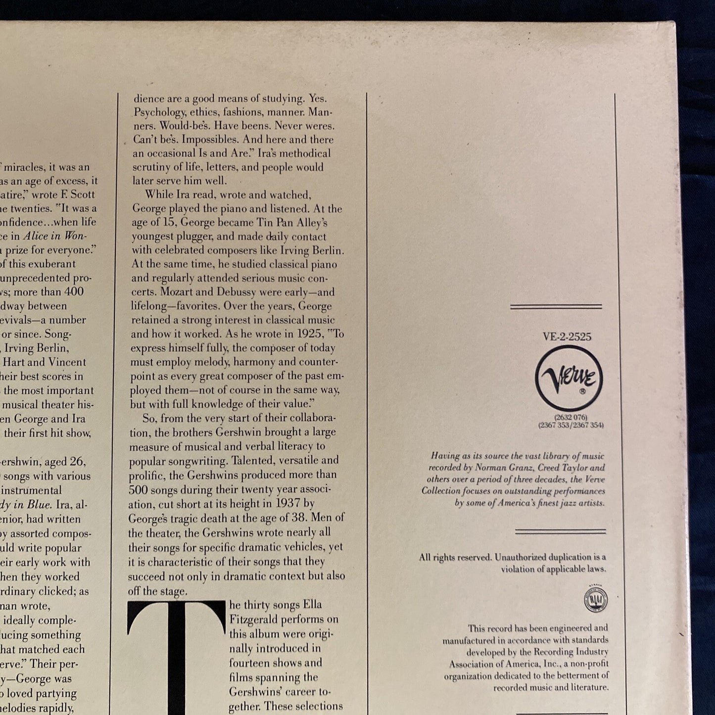 WHITE LABEL PROMO Ella Fitzgerald The George & Ira Gershwin Songbook NM/EX