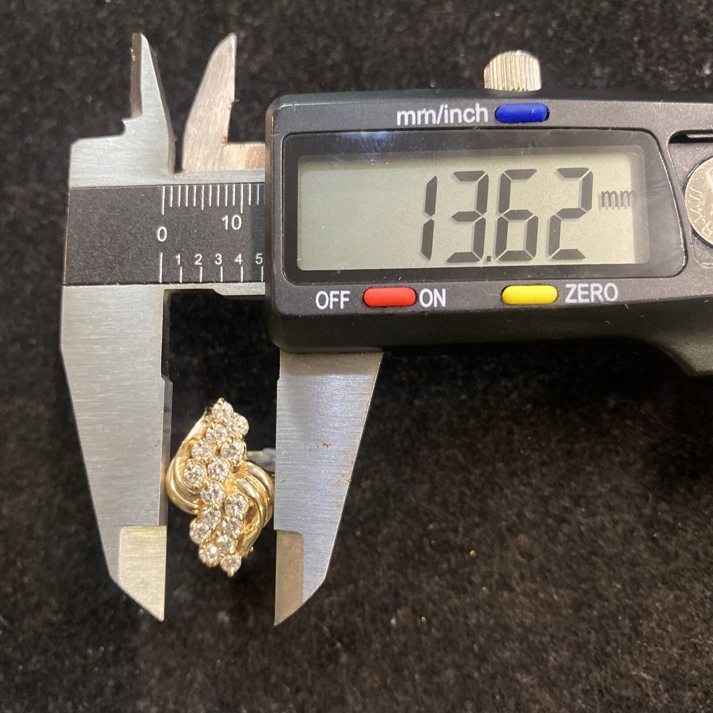 14K Yellow Gold Diamond Cluster Ring, Size 6.25, 3/4 ct TW, 6.2g