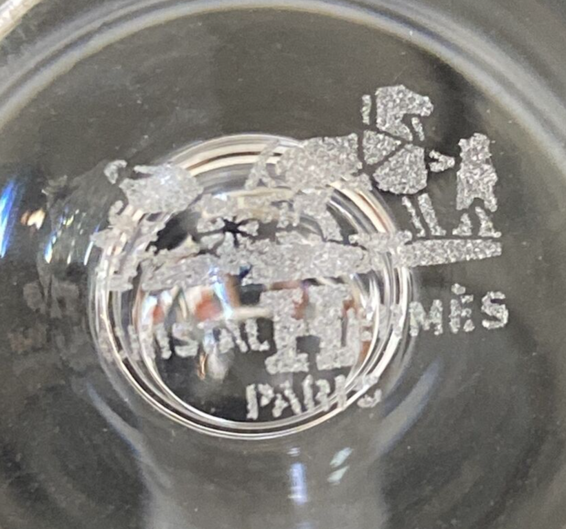 2x Hermès-Paris Fanfare Stemmed Wine Glass 6" & 6 1/4"