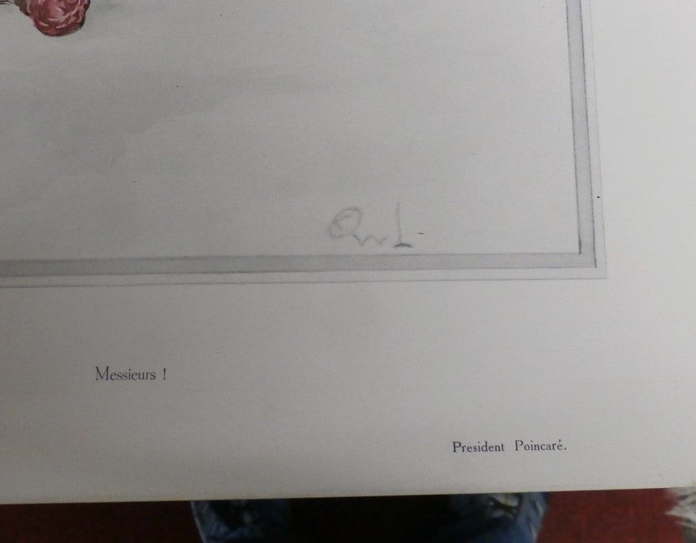 Antique Vanity Fair Print 1913 French President Poincare "Messieurs !" by OWL