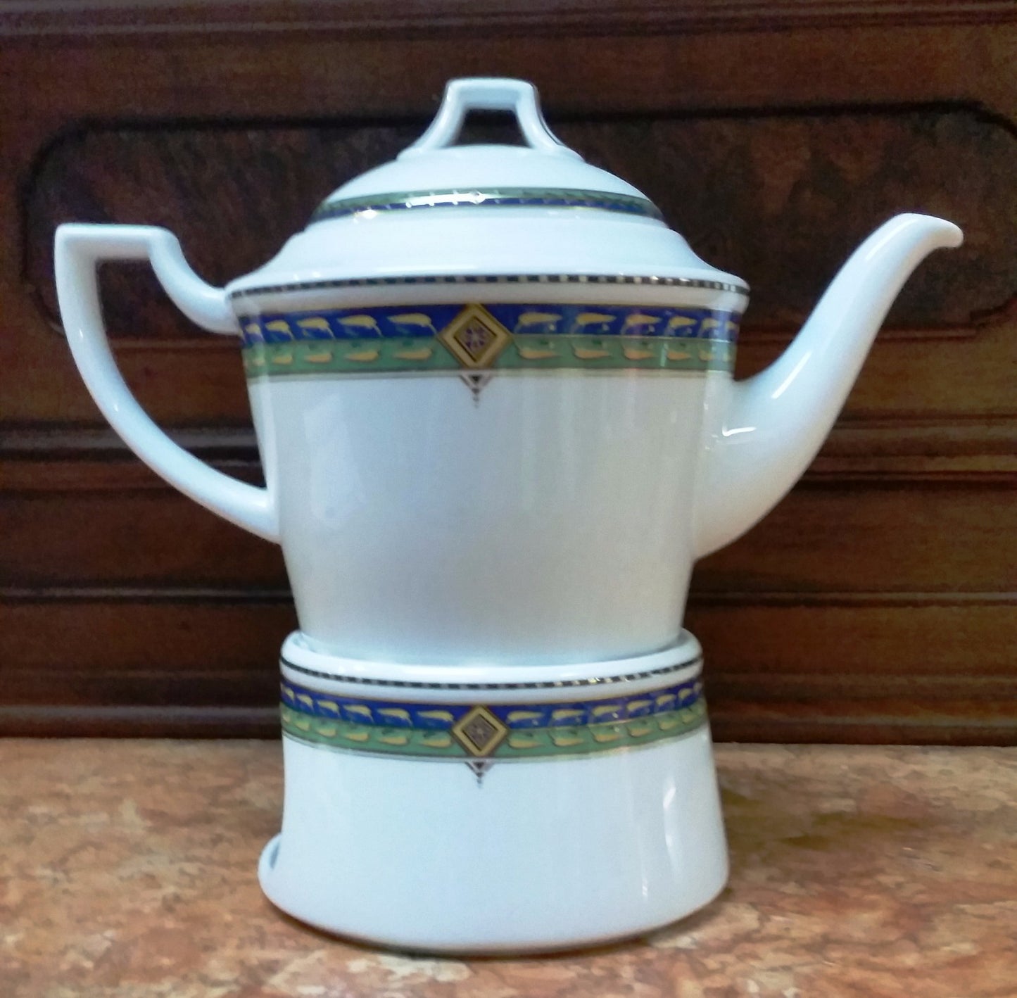 Vintage German Kaiser  4 pc China Medea Pattern Teapot & Warmer NICE