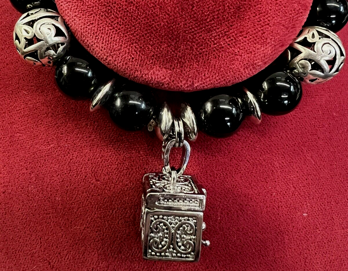 Prayer Box Bracelet Black Silver New Stretch Alexa's Angels Women