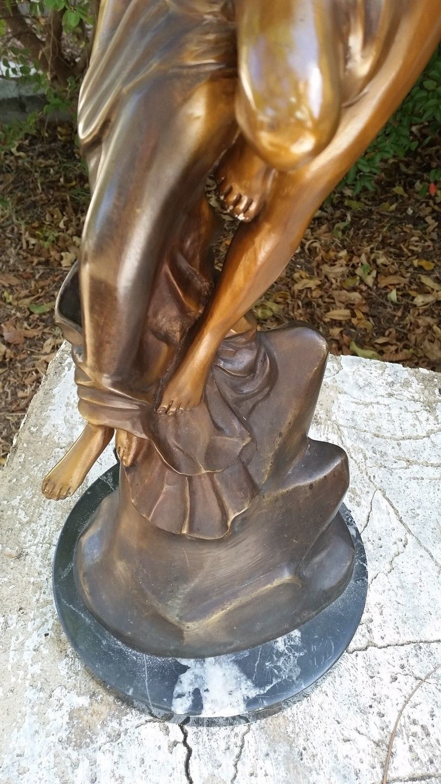 24" Bronze Statue of 2 Lovers or Psyche & Cupid w Marble Base 20 lbs Beautiful!