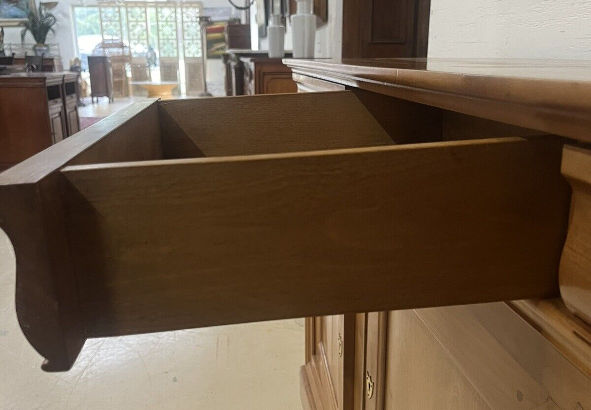 French Louis Philippe Blonde Three Door Sideboard Buffet Server Enfilade 78"W