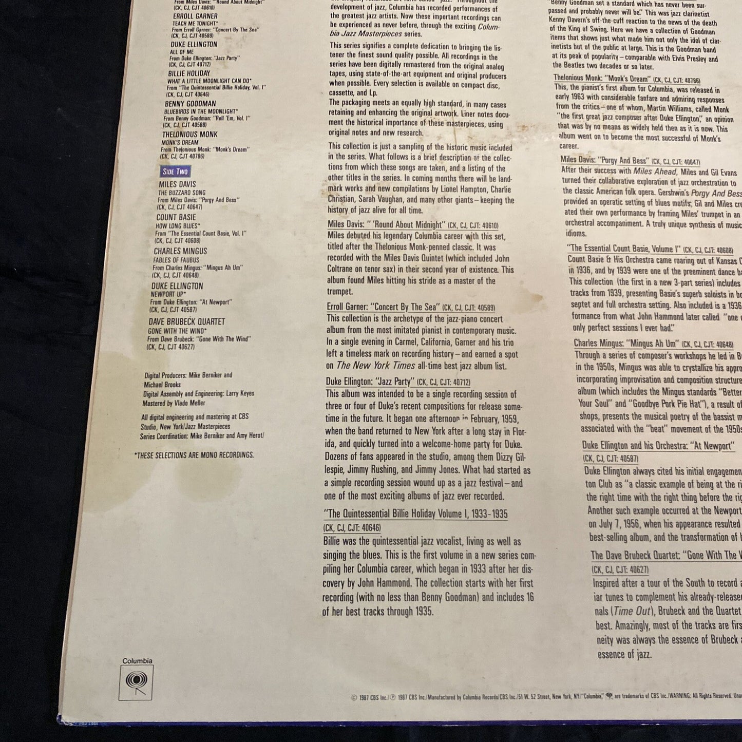 PROMO MILES DAVIS JOHN COLTRANE Sampler Volume II JAZZ LP COLUMBIA NM/VG++