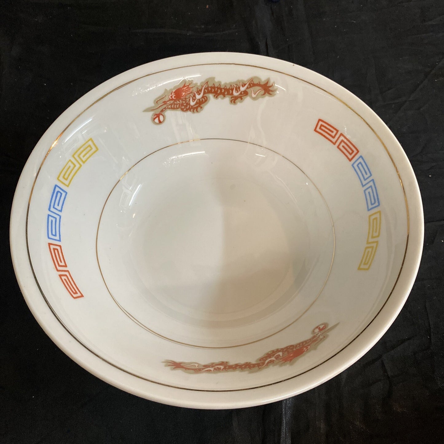 Japanese Saimin Porcelain Pheonix Dragon Key Design Rice/Noodle Bowl Set of 5