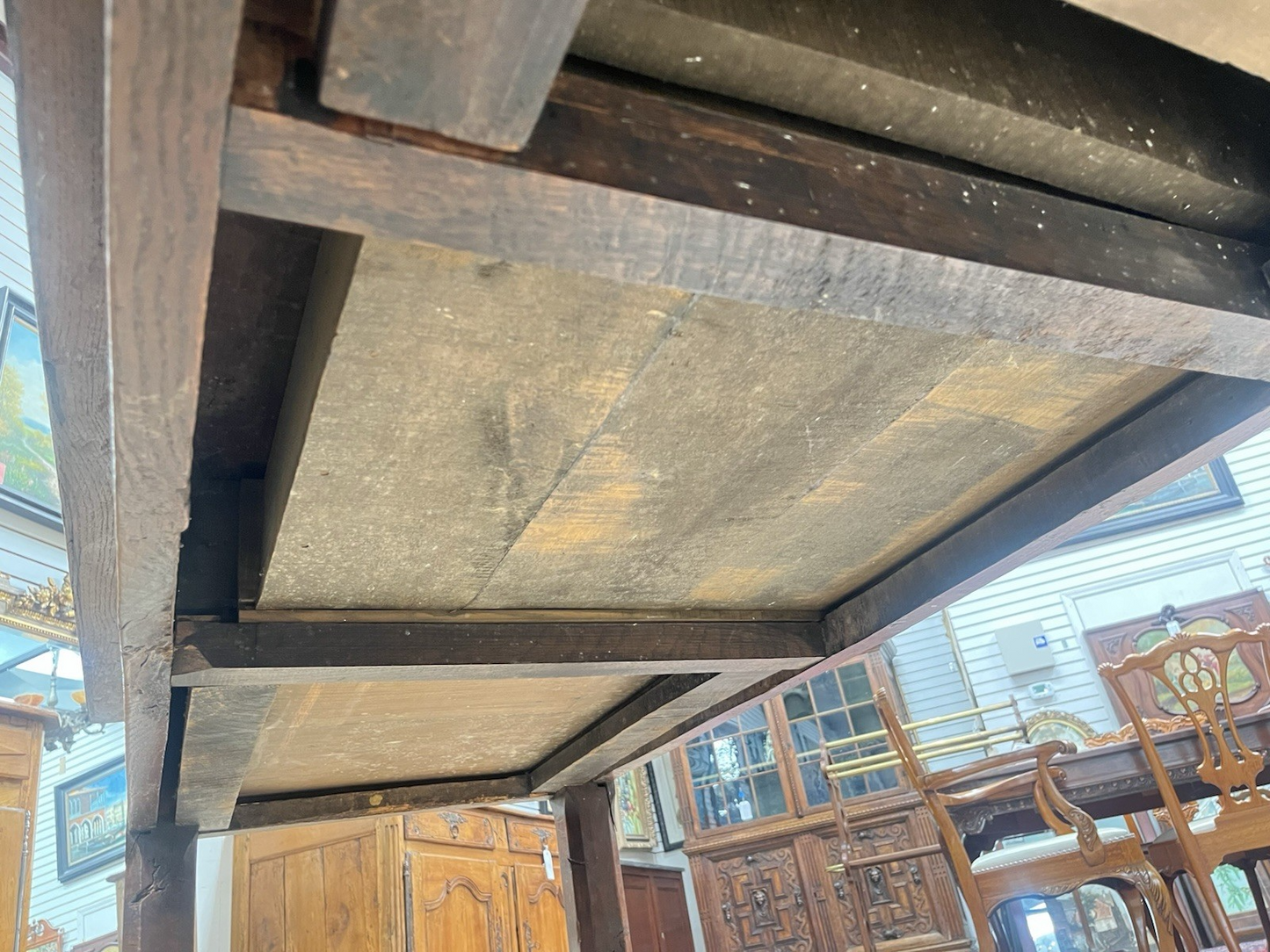 ANTIQUE FRENCH PROVINCIAL OAK RUSTIC FARMHOUSE SOFA DINING WORK TABLE