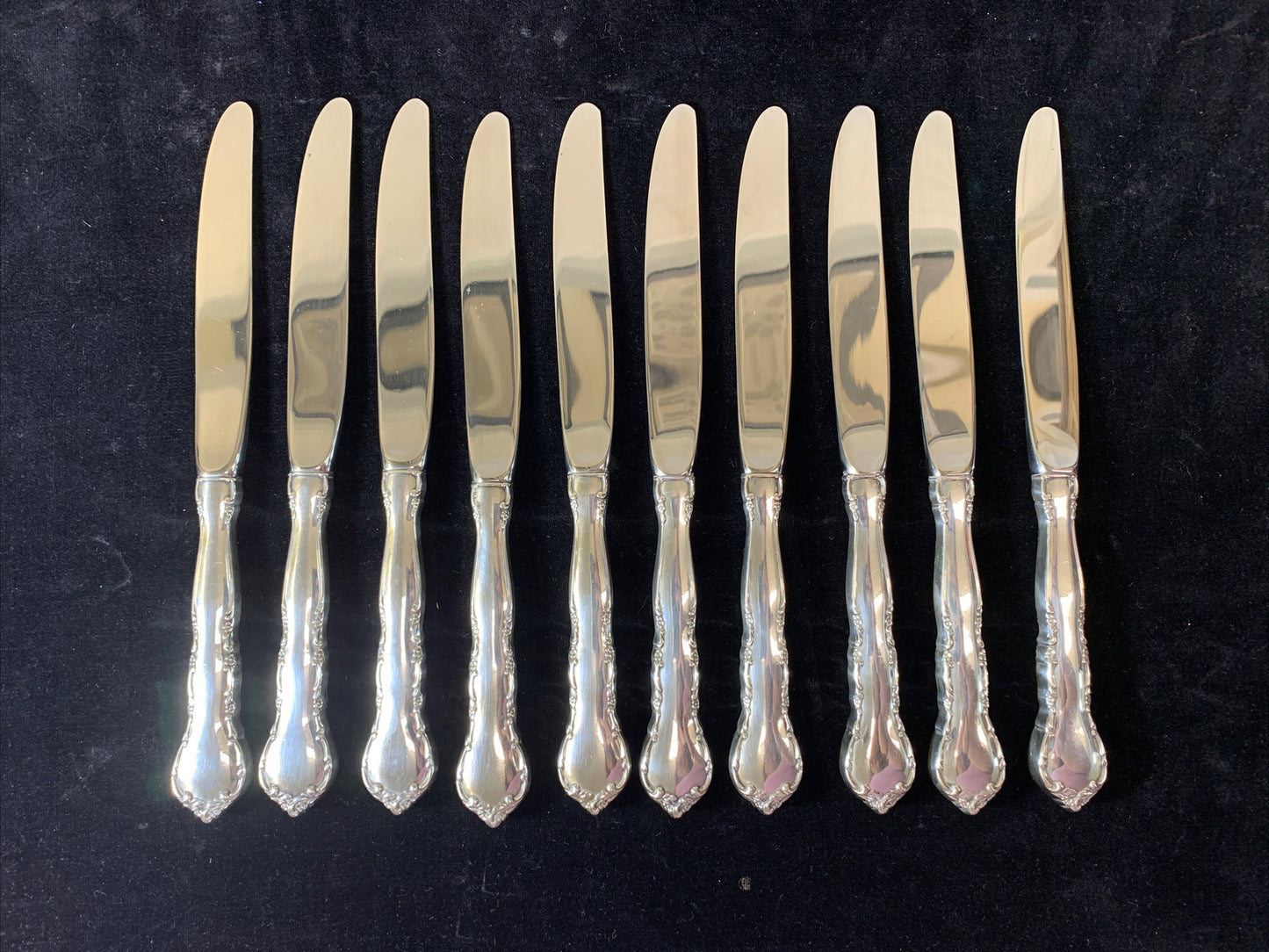 Mignonette by Lunt Sterling Silver 9 1/8" Dinner Knives 10 Avail 74.5g ea
