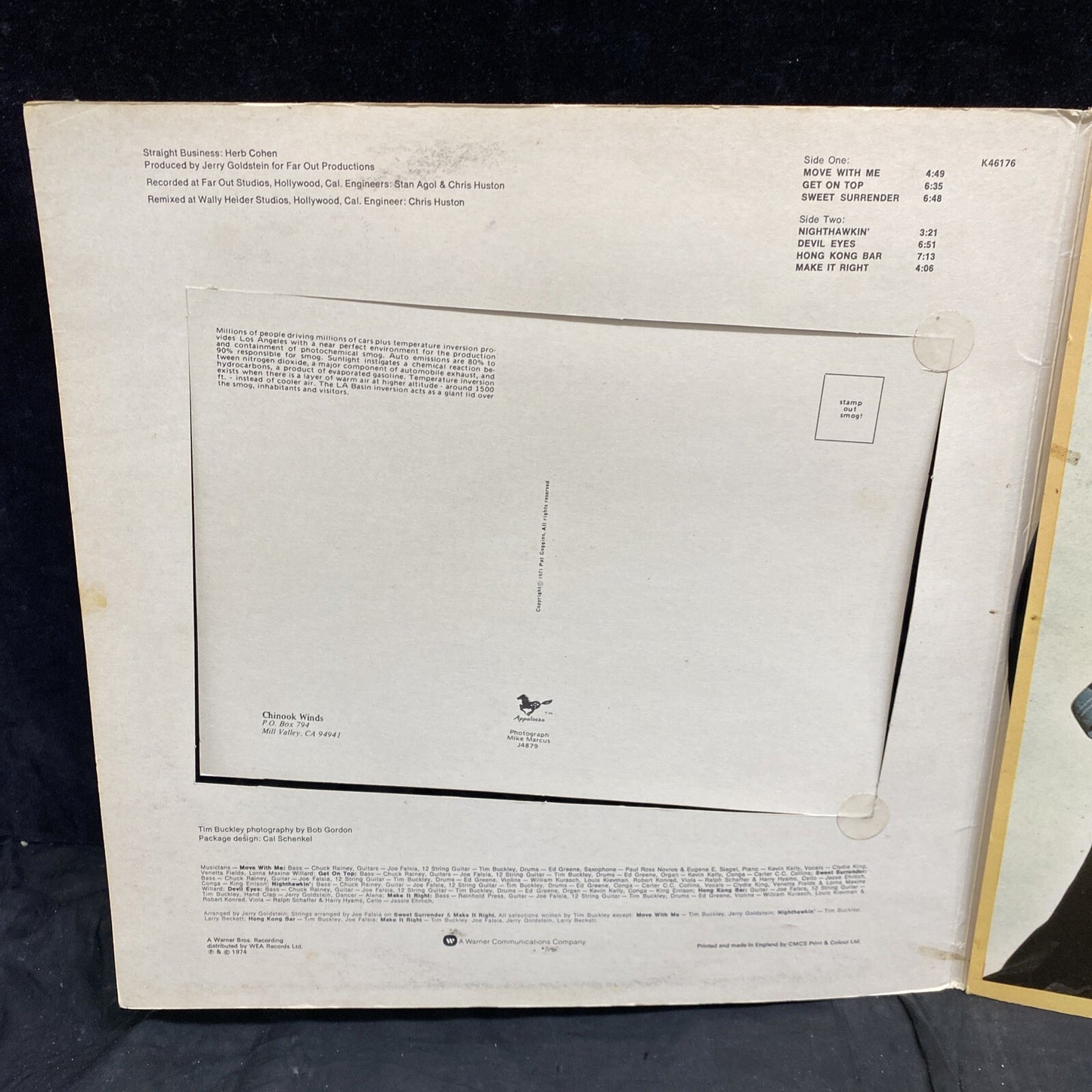 TIM BUCKLEY Greetings From L.A. WARNER BROS K46176 LP Die-cut Postcard