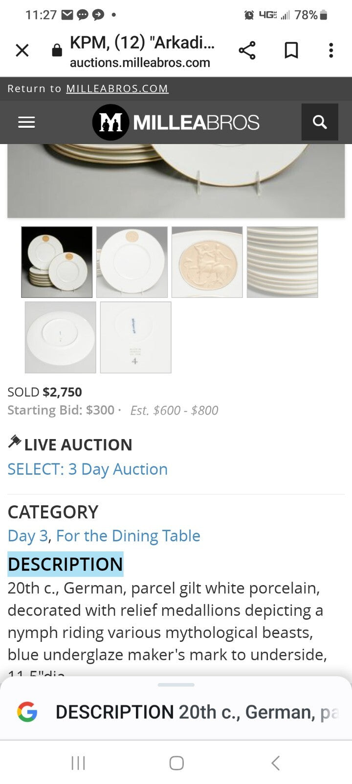 Royal Berlin Arcadia Gold 2  place settings & platter Medallion Germany