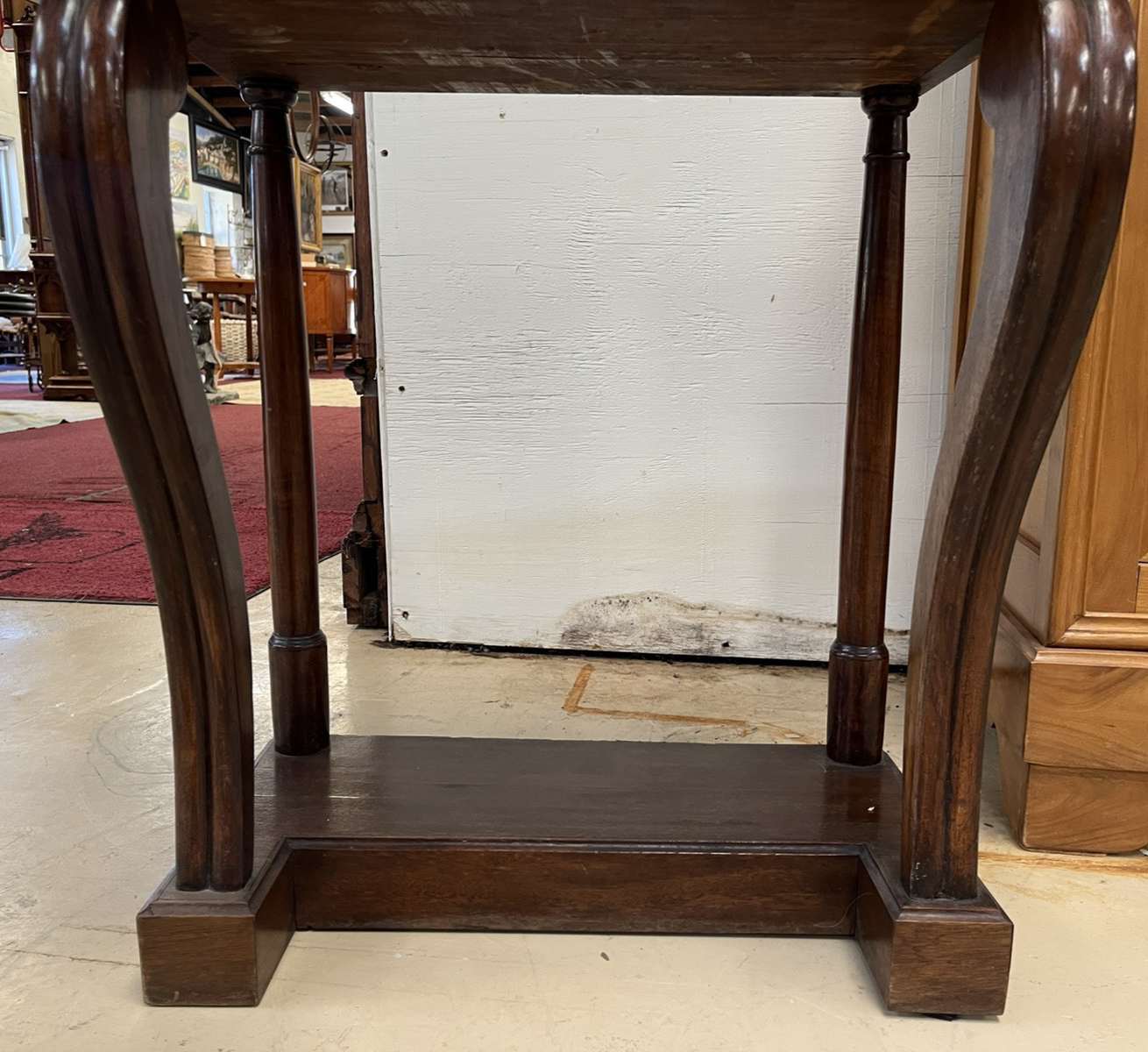 ANTIQUE FRENCH EMPIRE STYLE MARBLE-TOP MAHOGANY CONSOLE END SIDE TABLE