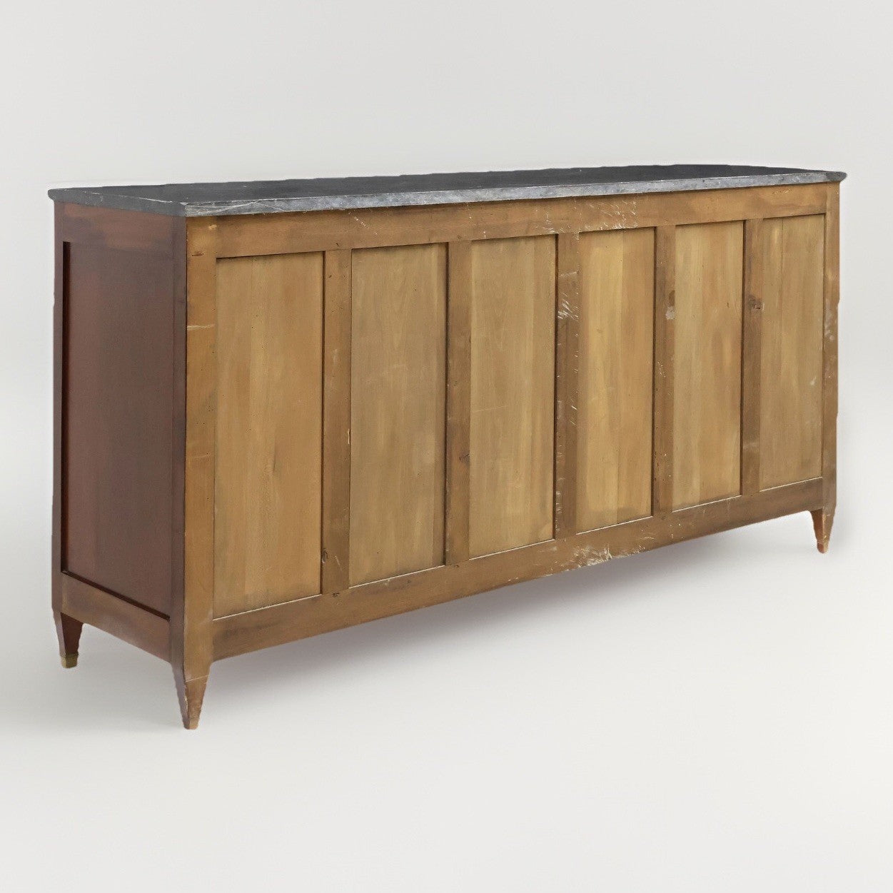 ANTIQUE FRENCH LOUIS XVI MARBLE TOP MAHOGANY SIDEBOARD ENFILADE CHEST 79" WIDE