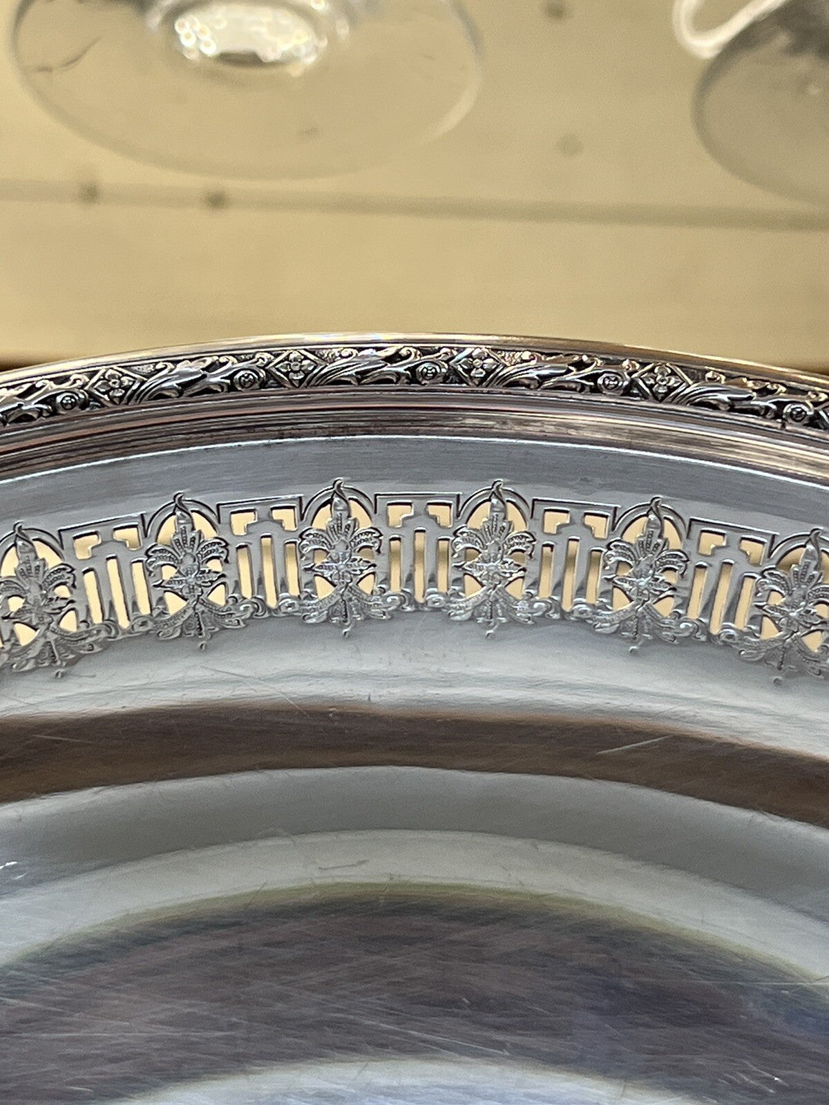 Sterling Silver .925 Plate 10"  Pierced Edge #8360  Baker Manchester Co 310 g NM