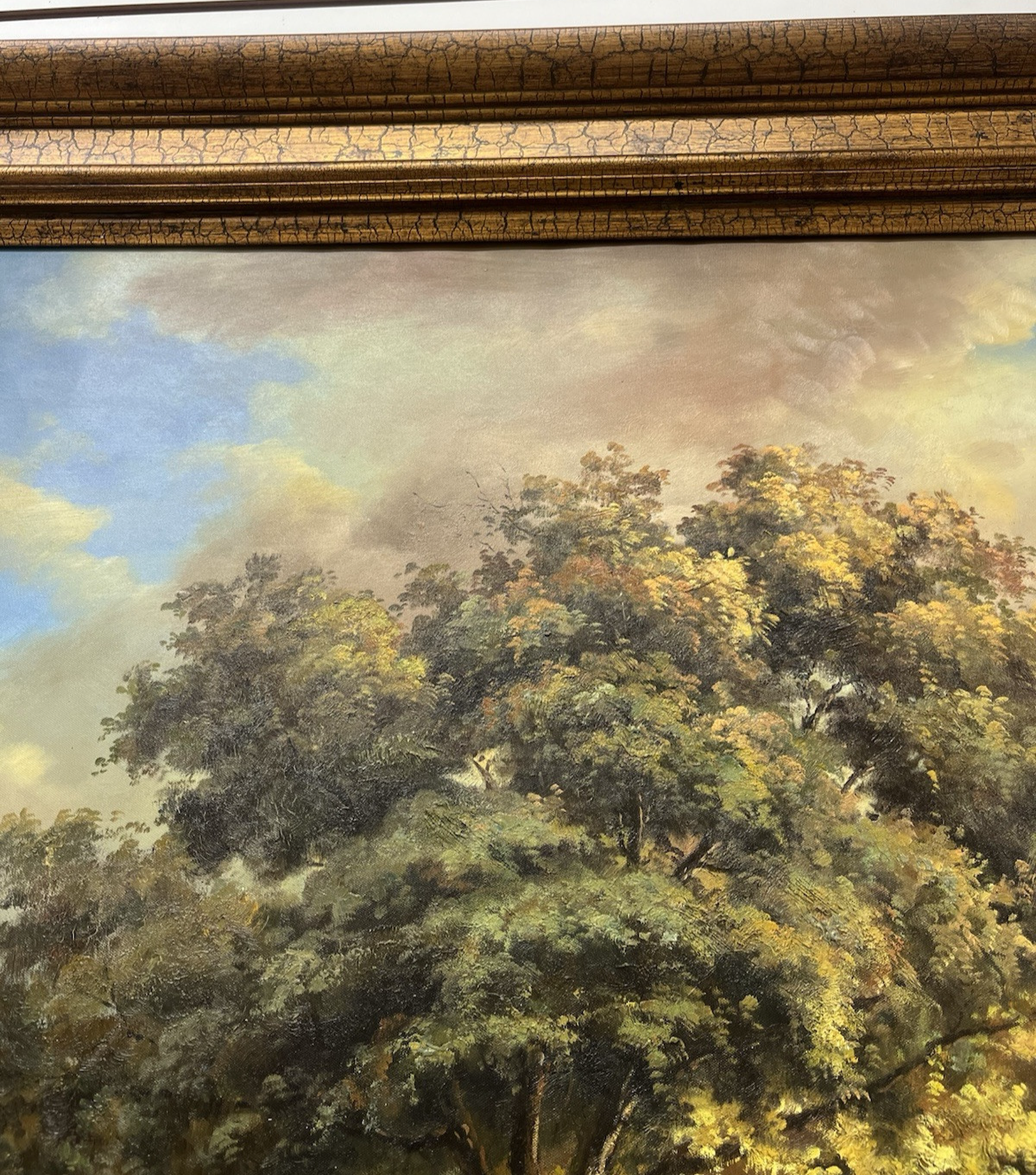 Large Agricultural Pastoral Cows Grazing Oil On Canvas Painting 58" x 70" CL6