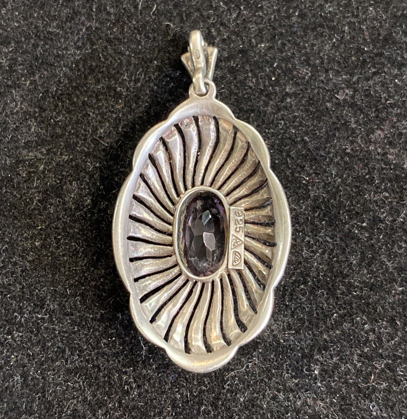 Victorian Sterling Silver & Amethyst Pendant 19th. Century 5.1g JM3