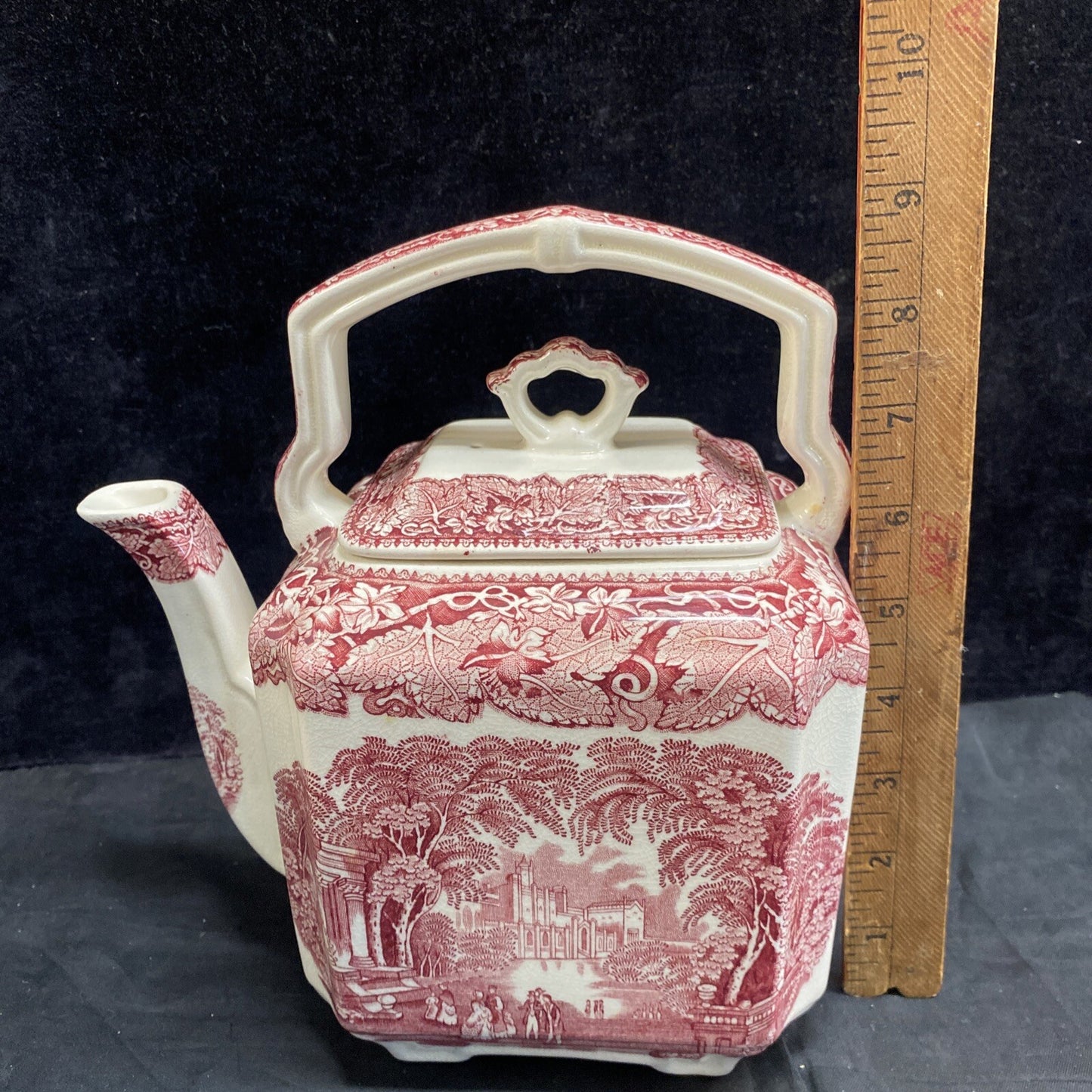 Mason's Vista Pink Kettle Teapot & Lid 9" Holds 7 Cups