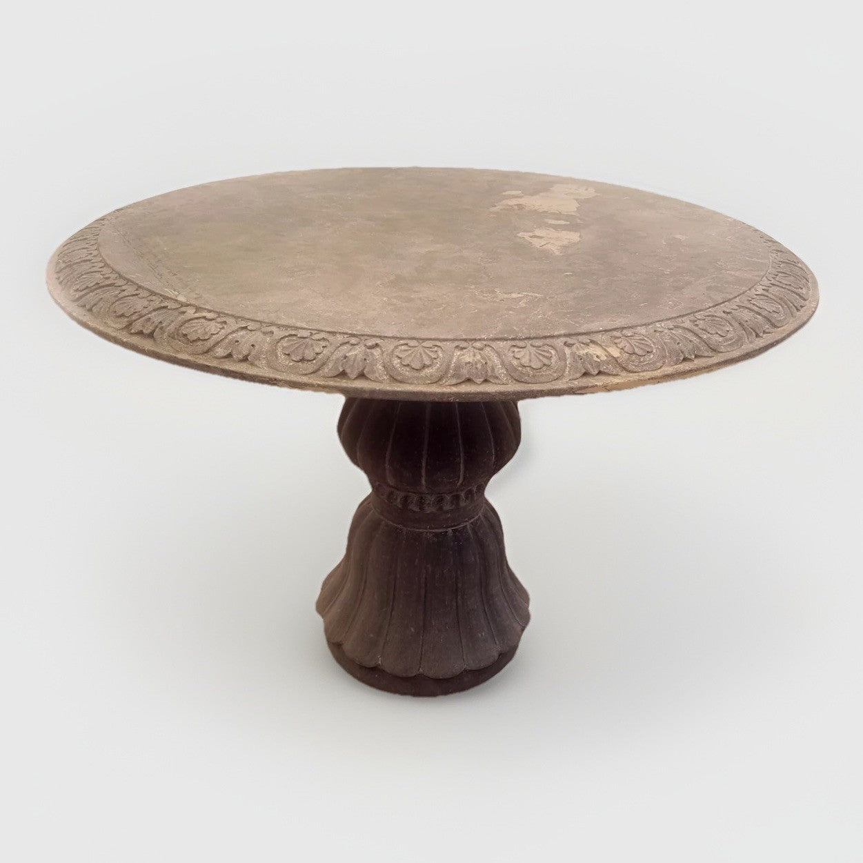 Gray Marble Round 47" Diameter Pedestal Table Patio Entryway Foyer Center Table