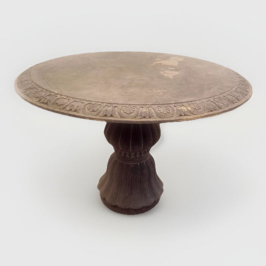 Gray Marble Round 47" Diameter Pedestal Table Patio Entryway Foyer Center Table