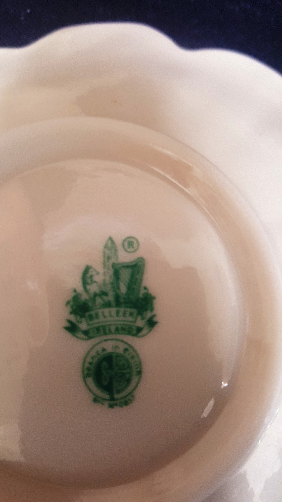 IRISH BELLEEK PRIMROSE Luster Yellow  Plate  5" 3rd Green Mark 1965-80