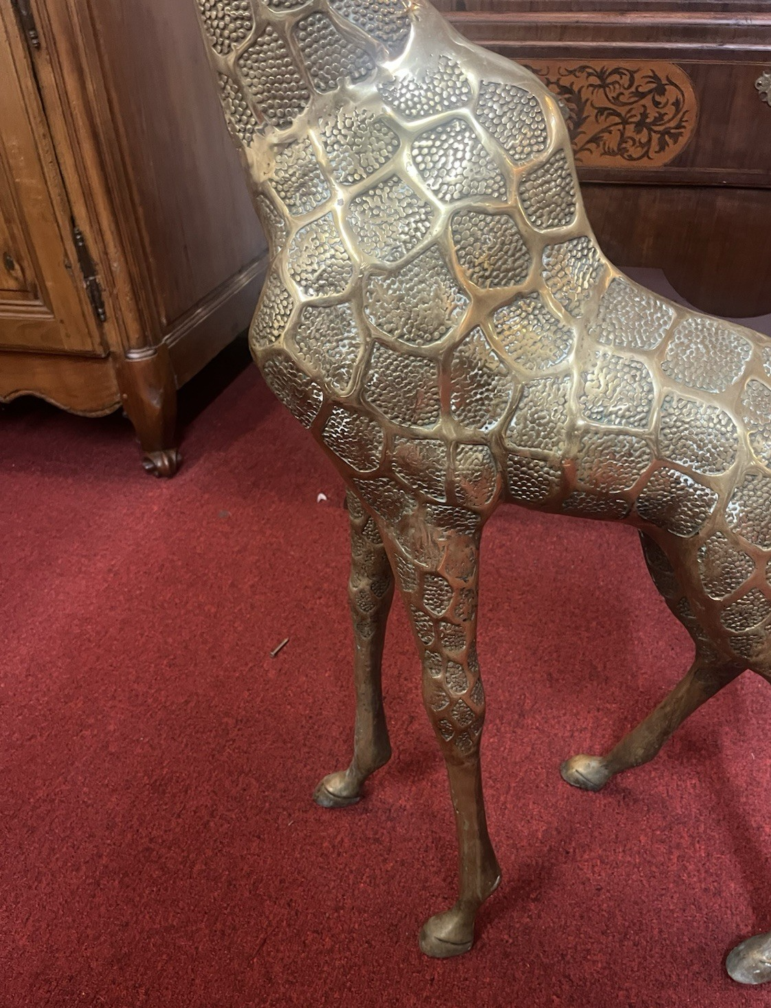 Mid Century Textured Polished Brass Giraffe Sculpture/Statue 49.5"