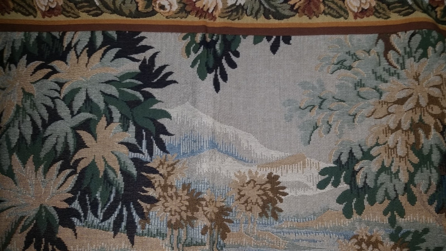 Tapestry Landscape with Bridge 35"x45" Foret de Marly Hunting Ground of Fr Kings