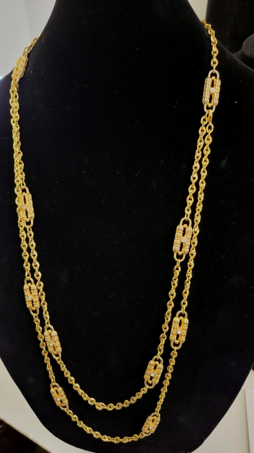 Camrose & Kross JBK gold Tone Rhinestone Paper Clip Chain Necklace 2 In One