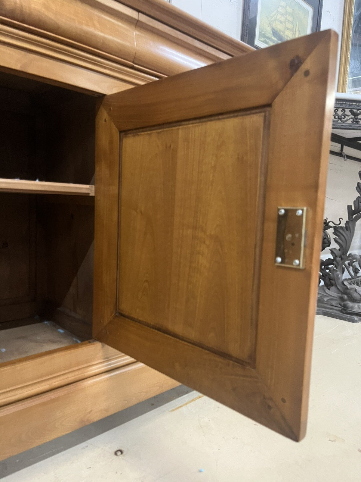 French Louis Philippe Blonde Three Door Sideboard Buffet Server Enfilade 78"W