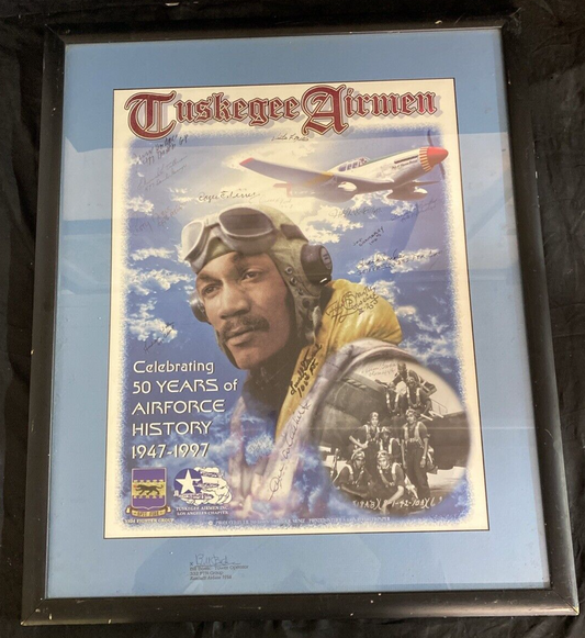 Signed Tuskegee Airman Celebrating 50 Years of Airforce History Print 1947-97