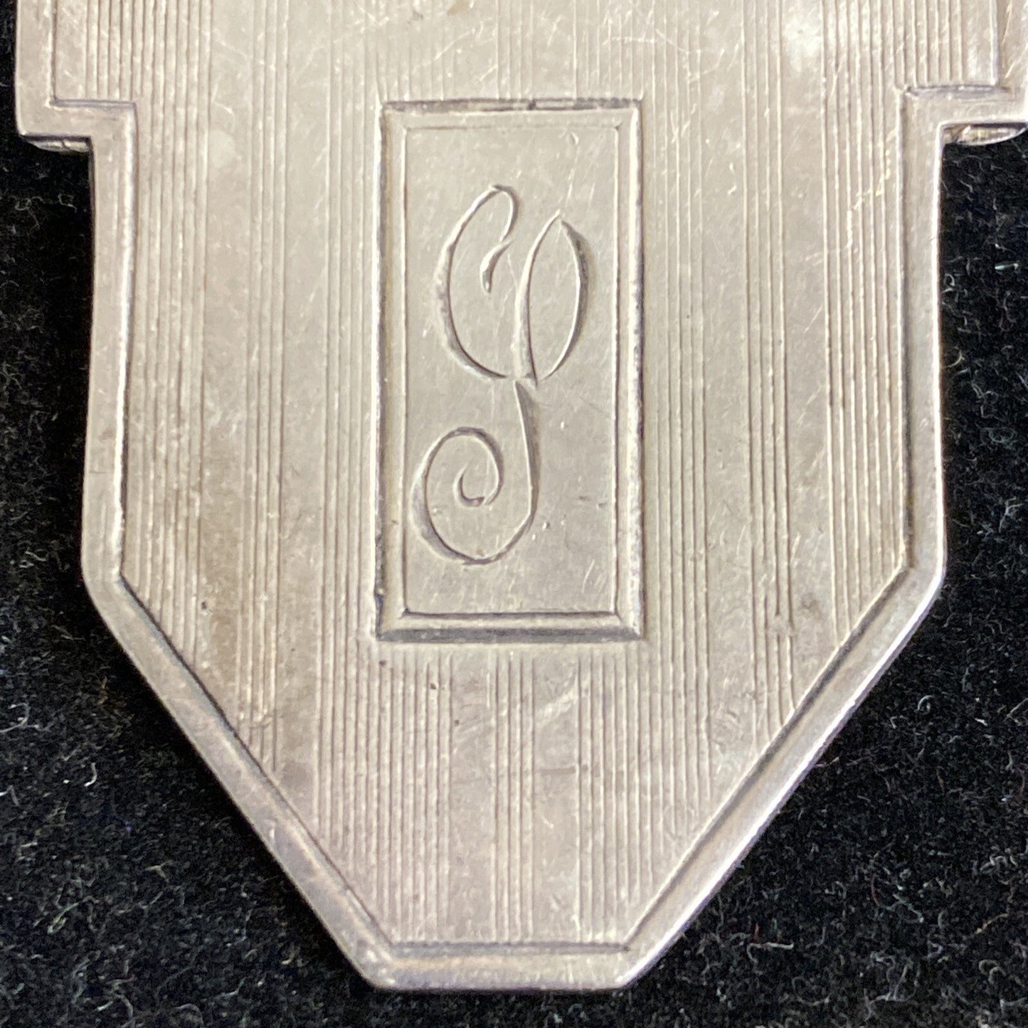 Art Deco 1920's Sterling Silver Shield Pin Monogrammed Pat Pending