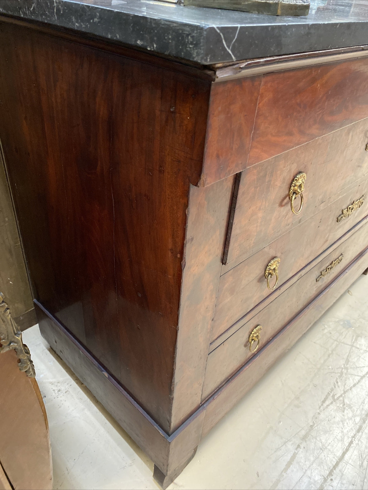 French Empire Ormolu Mounted Marble Top Commode Chest of Drawers Dresser 19th