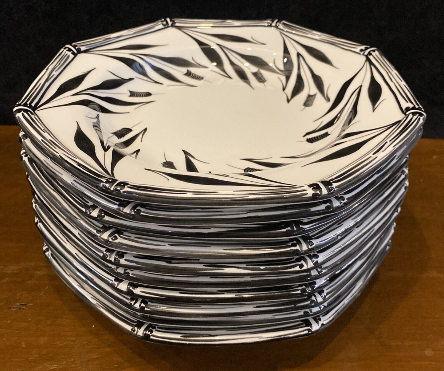 Tiffany & Co Este Ceramiche Black Bamboo Erbe Palustri 9.5” Soup Bowl 13 Avail