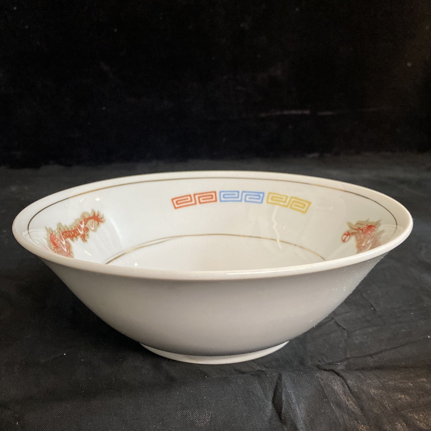 Japanese Saimin Porcelain Pheonix Dragon Key Design Rice/Noodle Bowl Set of 5