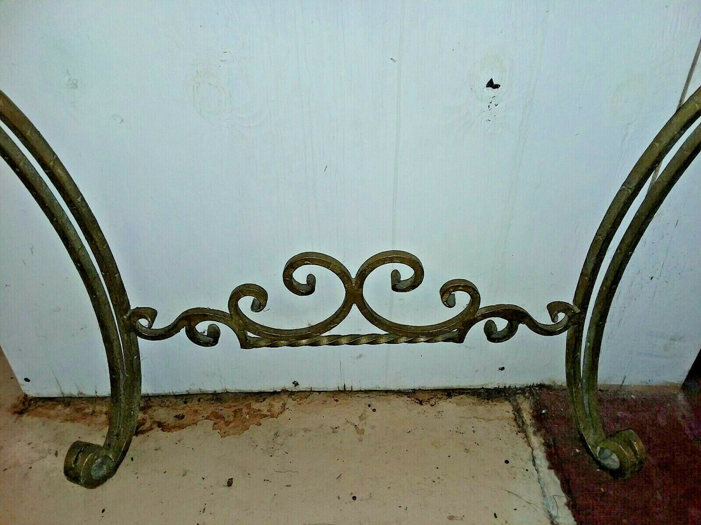 Antique Gilt Metal Console with Marble Top Entryway Italian