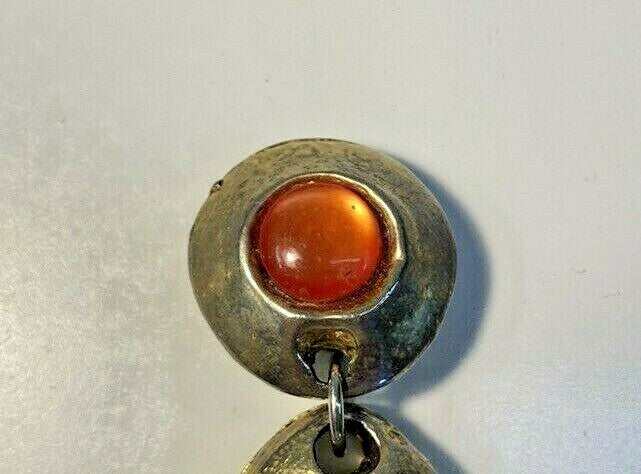 KALINGER PARIS Massive Vtg. French Clip Runway Earrings Gold w Rose & Peach Cabs